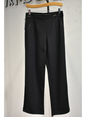 秋奕品牌女裤2026春季新品2523时尚高腰显瘦半松紧腰窄版直筒裤