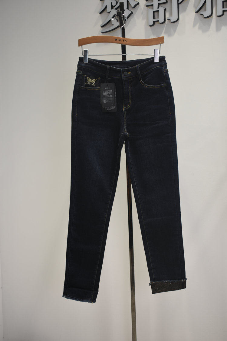 品牌女装女裤2026春季新款10589335专柜新品修身加厚弹力直筒牛仔