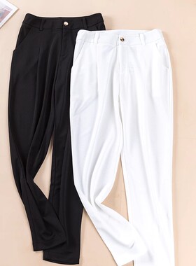 品牌女裤2026春季专柜新品舒适垂感冰丝哈伦锥版萝卜裤QFC26182