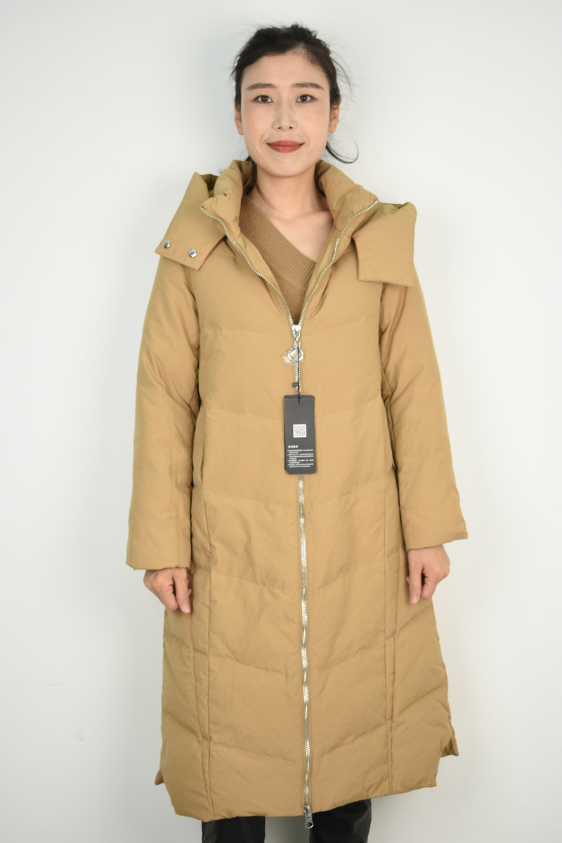 梦舒雅女装2023冬季新款68583193专柜新品长款直筒连帽羽绒服