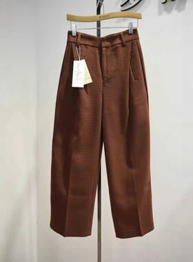 时尚女裤2026春季9191专柜新品时尚休闲带中缝直筒西装裤