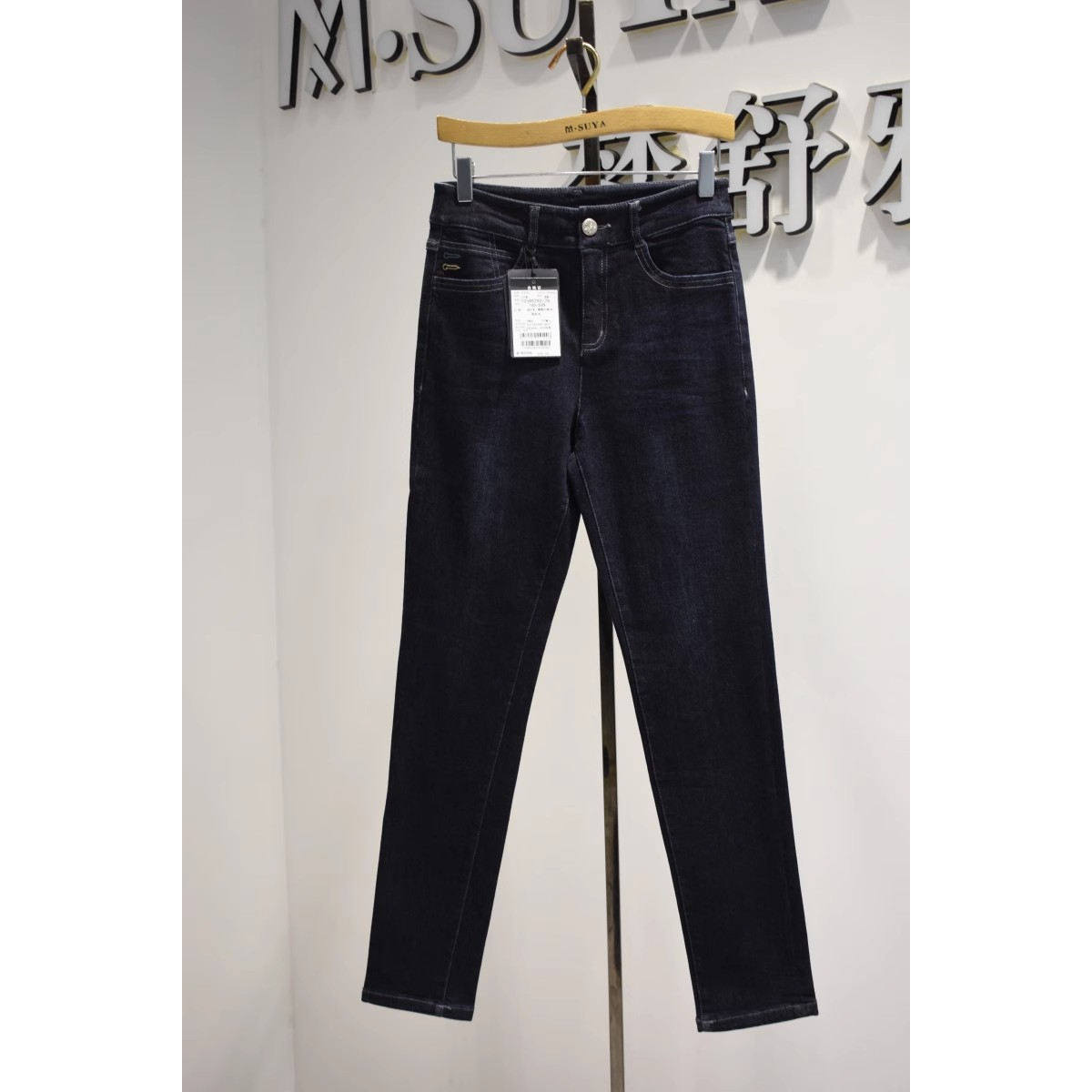 品牌女装女裤2026春季新款10589290专柜修身时尚拉绒小直筒牛仔裤