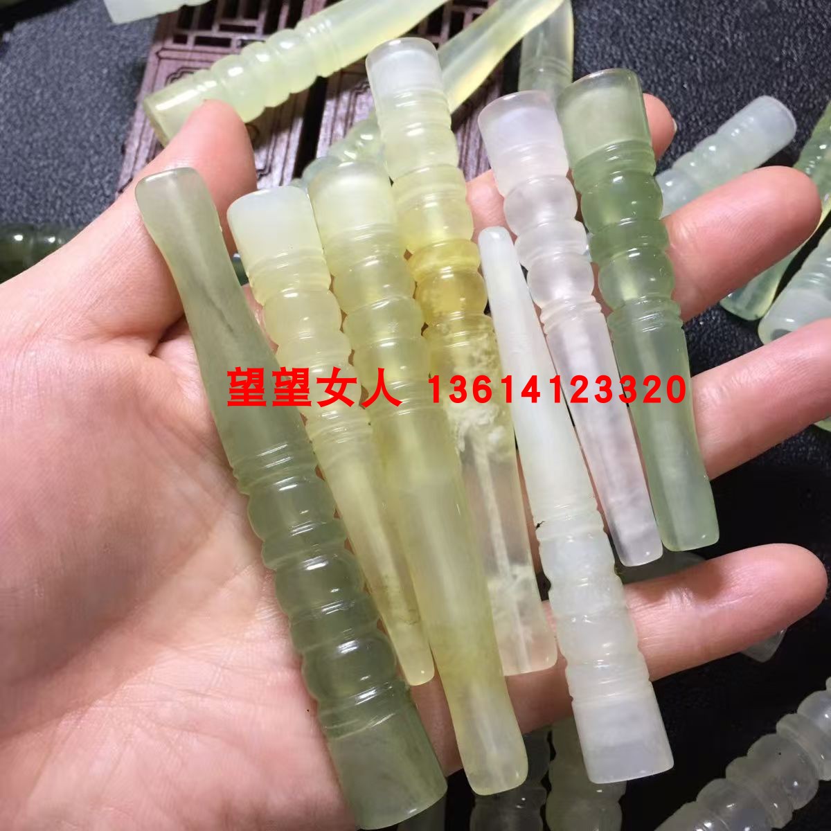 岫玉龙头粗杆细杆过滤烟嘴可循环使用 玉石竹节粗杆细杆过滤烟嘴