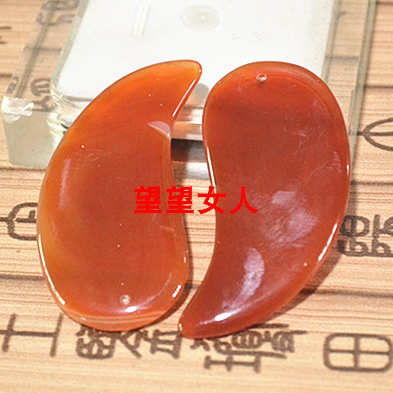 天然红色原色玛瑙美容刮痧板逗号型面部颈部全身通用玉石刮痧片