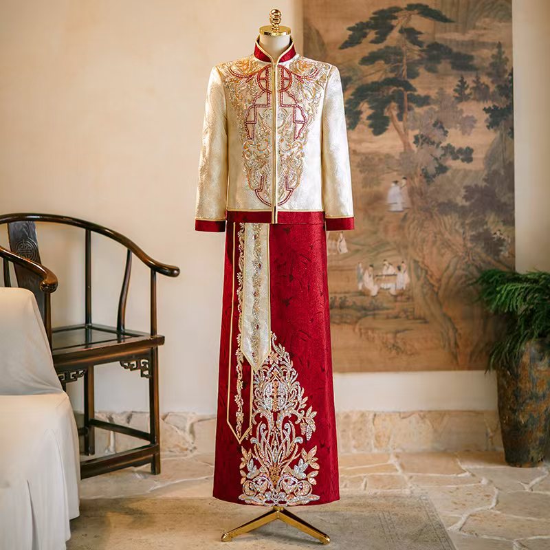 男装秀禾服2024新款中式结婚新郎敬酒服男款古装喜服男士唐装秀禾