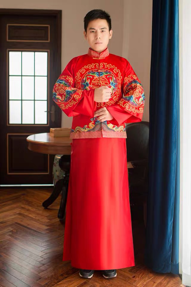 男装中式结婚礼服新郎服敬茶敬酒服唐装褂大码古装秀禾服