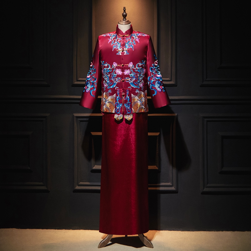 秀禾服男装2024新款四季中式新郎装结婚接亲服中国风唐装马褂礼服