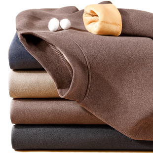 舒适保暖内衣男加绒加厚中老年人防寒中高领打底爸爸大码套装冬季