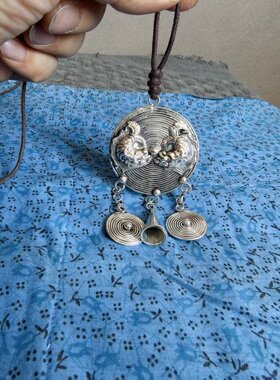 苗族饰品民族风手工雕刻双鱼吊坠复古中国风服饰搭配项链