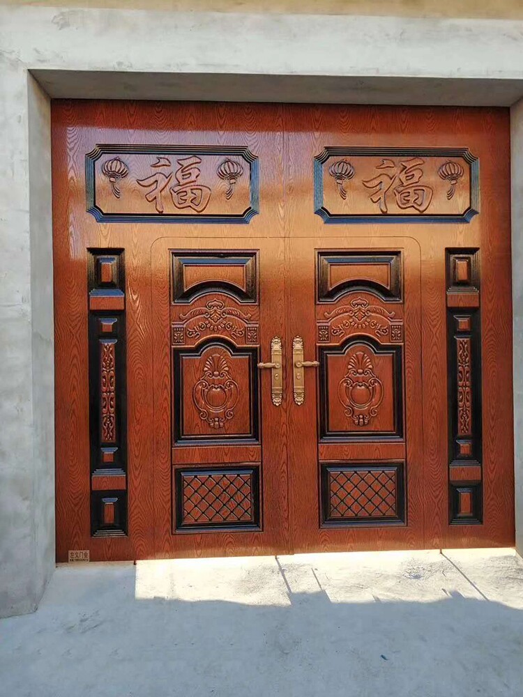 农村自建房庭院烤漆双开大门农村庭院大门别墅双扇围墙大铁门定做