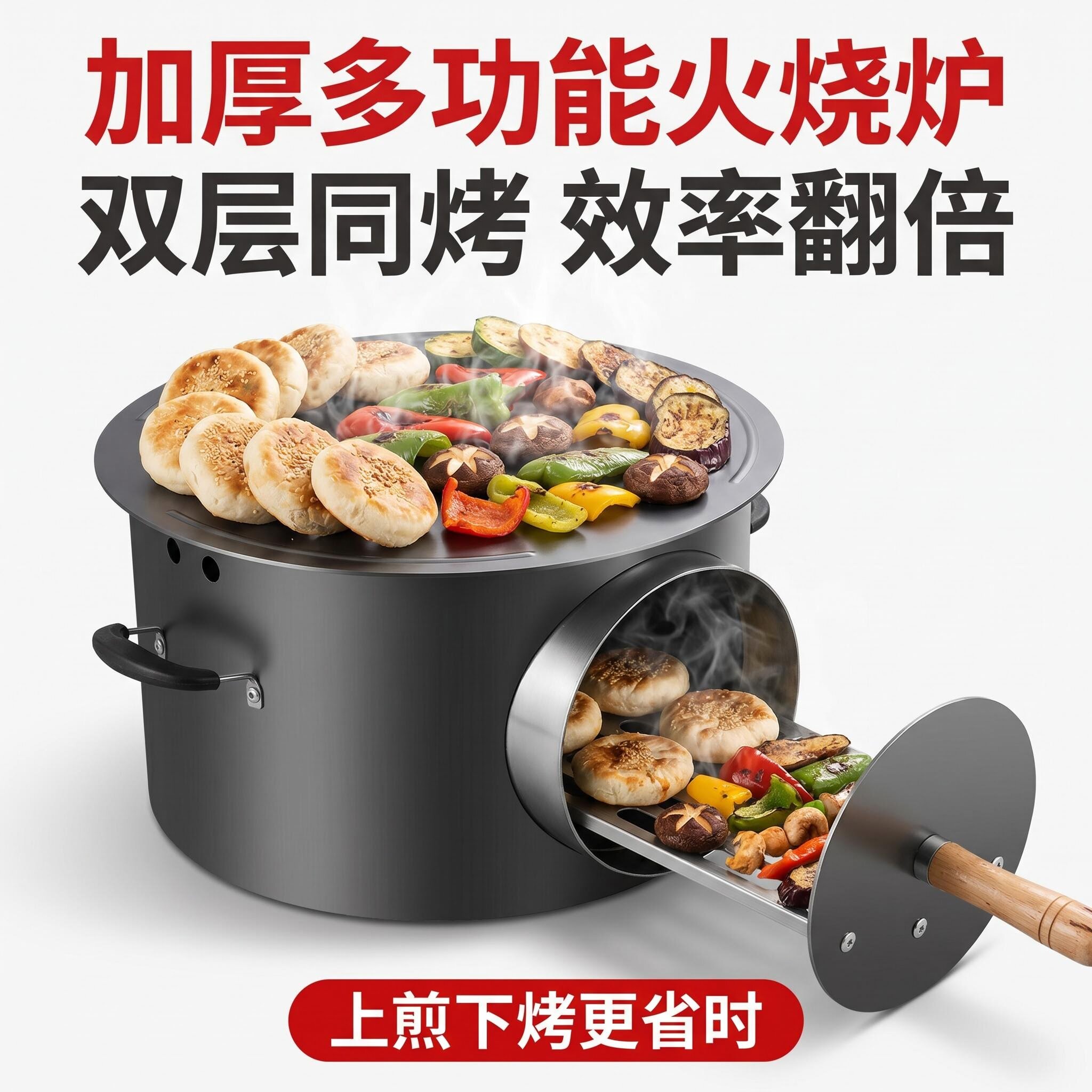 家用燃气火烧炉烤饼炉煎饼炉煎烤一体炉烧饼炉子烤肉夹馍烤红薯炉