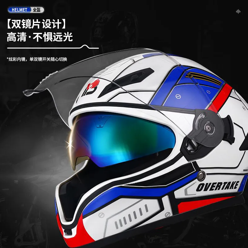 A类摩托车头盔男女骑行机车安全头盔喝水全盔四季全覆盖时尚头盔