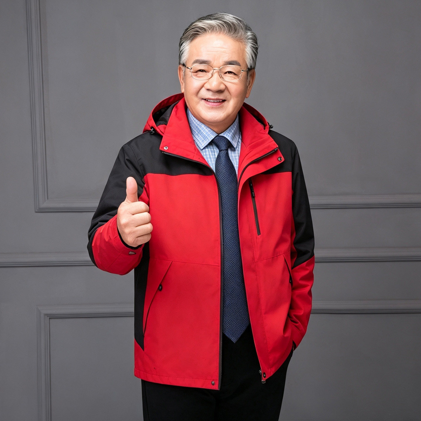 姥爷户外加肥加大可拆内胆冲锋衣