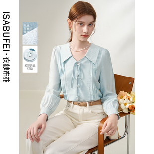 温柔风长袖 优雅娃娃领设计感衬衫 OL风 新款 衣纱布菲2025芷馨秋装
