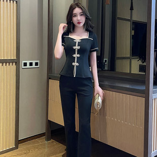 秋季新款足浴足疗技师工作服柔式减龄气质套装美容院旗袍会所工衣