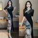 夜总会工作服气质显瘦足浴技师桑拿长裙晚礼服KTV公主性感连衣裙