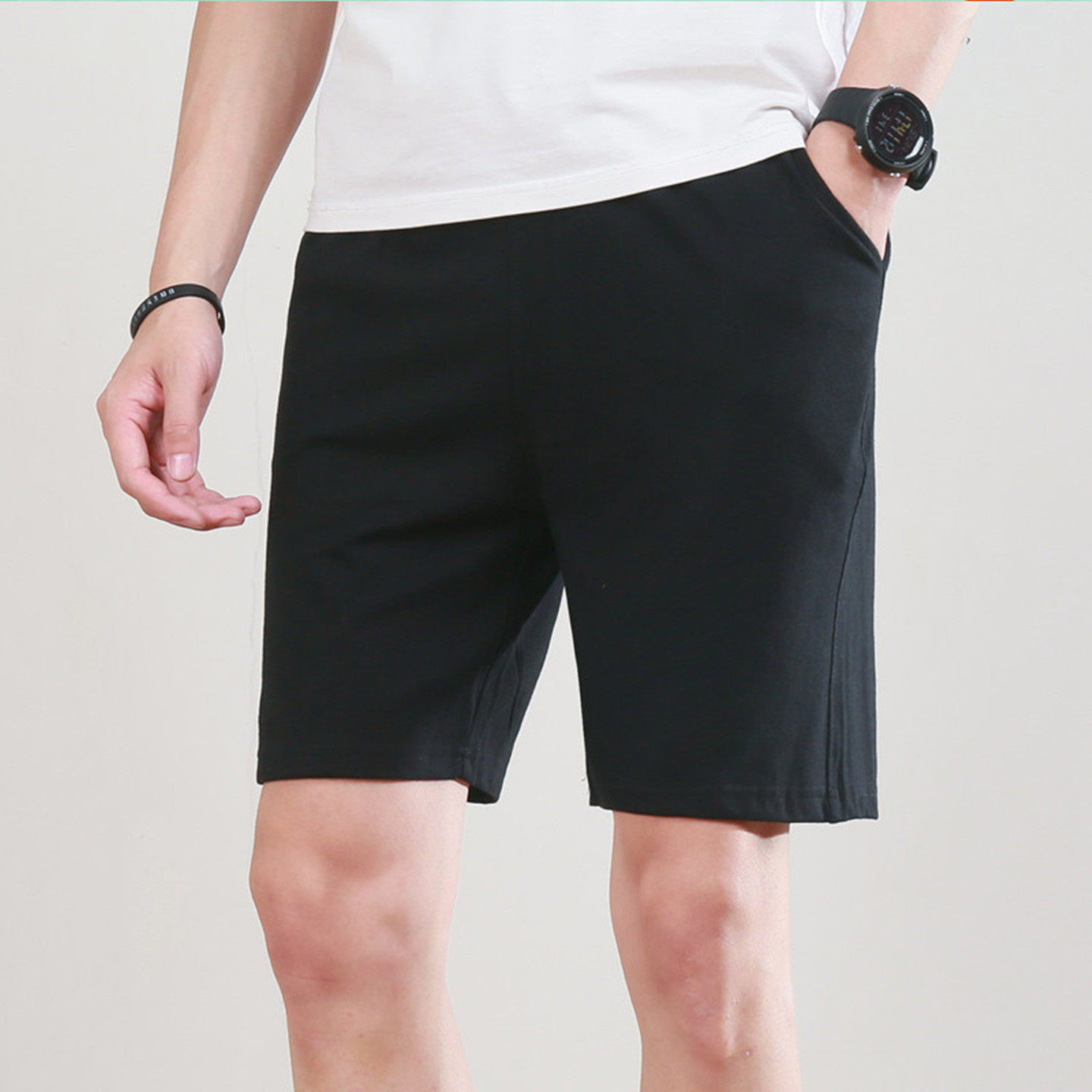 夏季纯色短裤男款纯棉休闲外穿篮球五分裤男士宽松大码男生运动裤