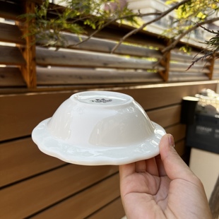 美式 代购 花边米饭碗小陶瓷碗外贸出口ins简约甜品早餐酸奶碗家用