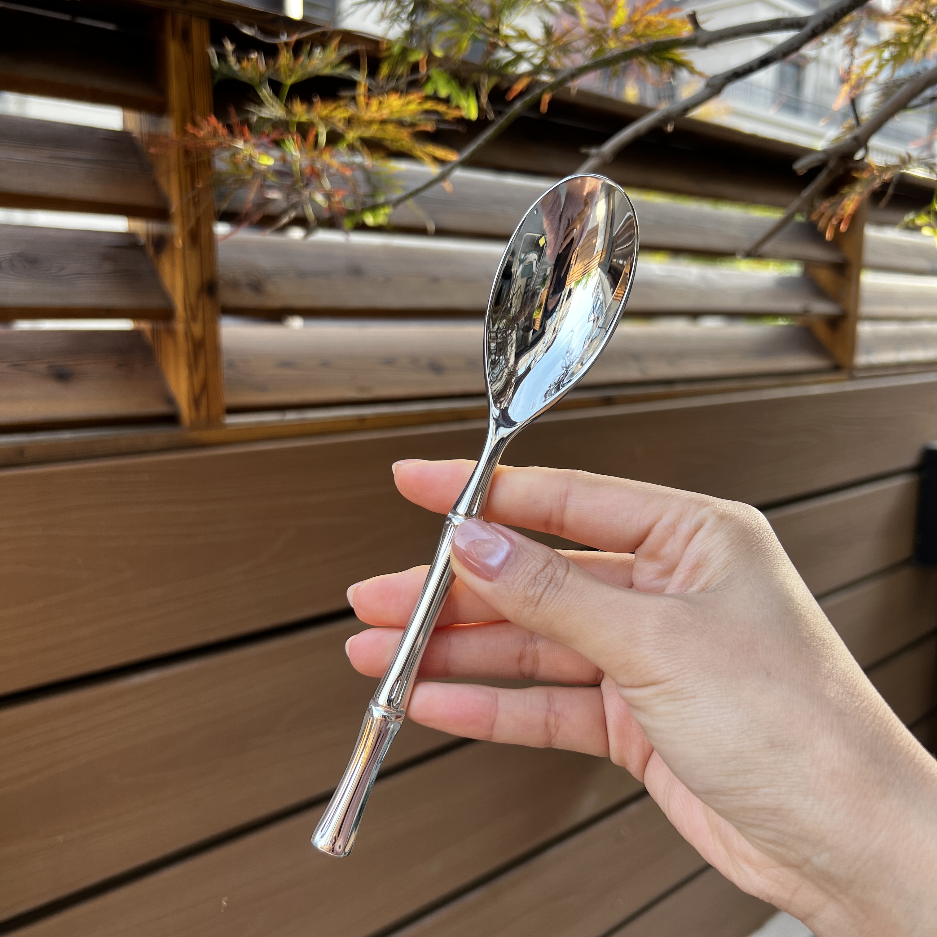 304竹节勺子高颜值家用高档精致不锈钢勺子圆勺调羹吃饭勺餐勺