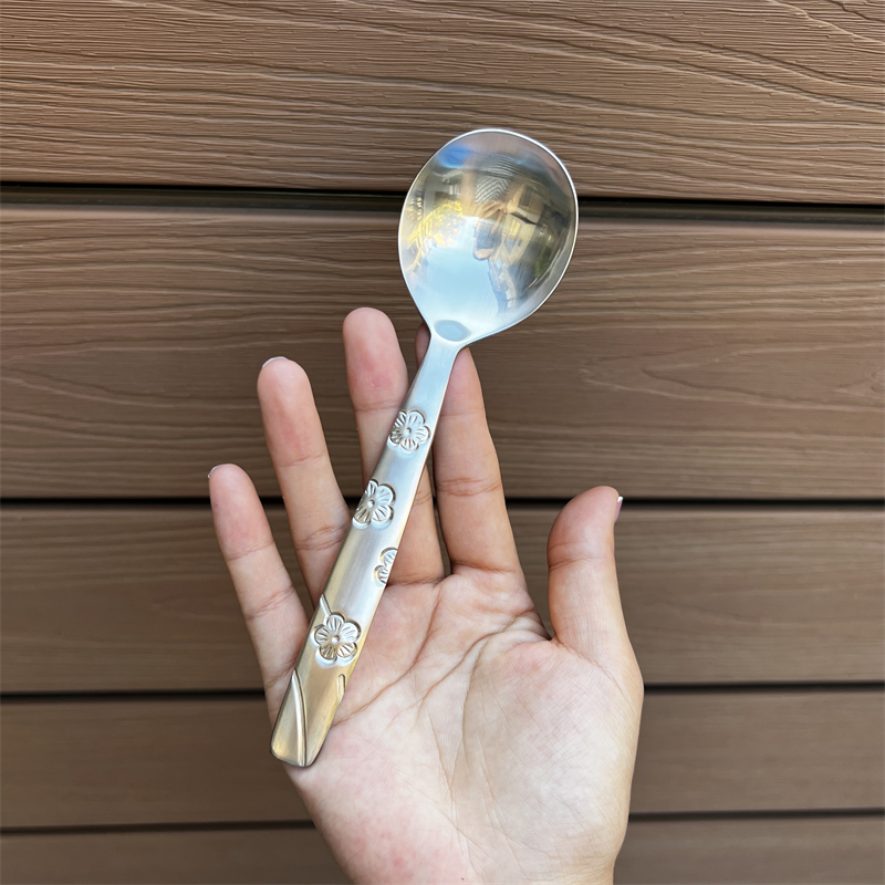 304不锈钢调羹家用梅花西瓜勺