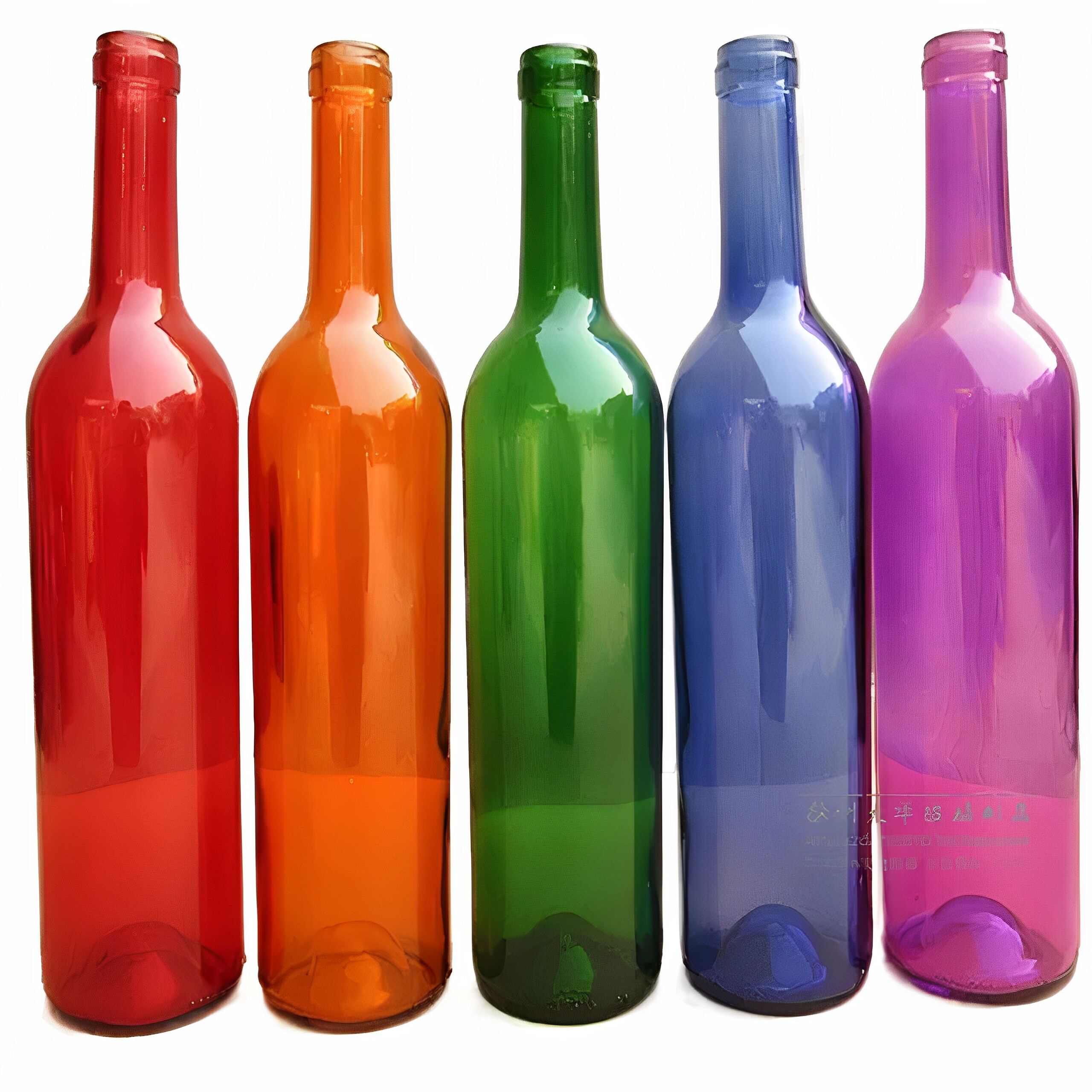 彩色红酒瓶红色蓝色紫色绿色橙色葡萄酒瓶玻璃瓶酒吧装饰餐厅灯饰