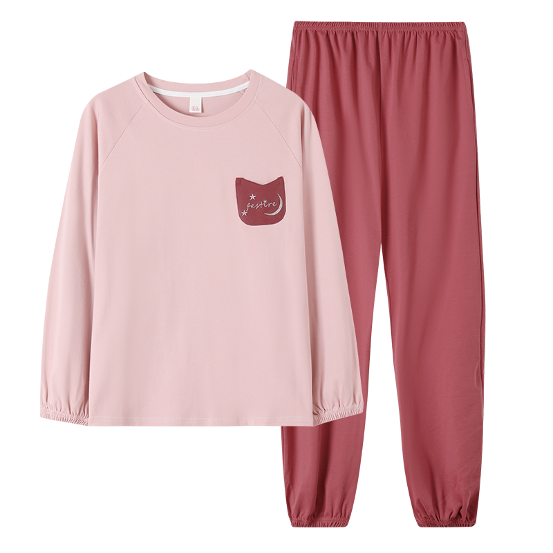 带胸垫睡衣秋天家居服套装
