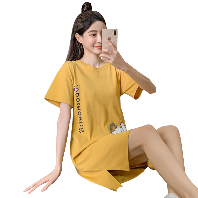 睡衣女夏季纯棉短袖卡通可爱睡裙