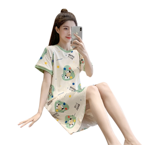 睡裙夏纯棉薄款短袖卡通可爱少女