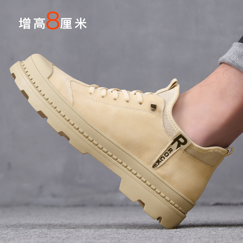 秋季内增高男鞋2019新款工装鞋运动鞋子休闲男士增高鞋男马丁靴男