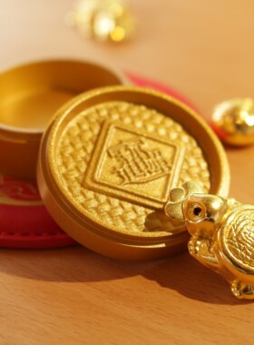 新款甲镇澜金蒸笼吉祥金属摆件