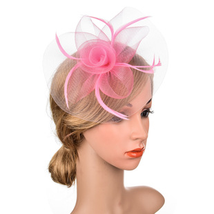 新娘头花礼帽女复古网纱羽毛面纱帽敬酒服发饰夜上海旗袍头饰黑色