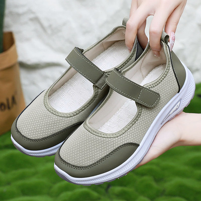 女士休闲鞋魔术贴健步鞋防滑平底