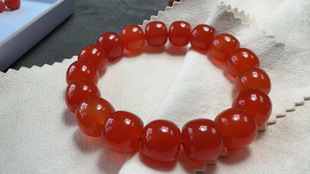 南红玛瑙原矿高冰红老型珠手串手链尺寸13mm