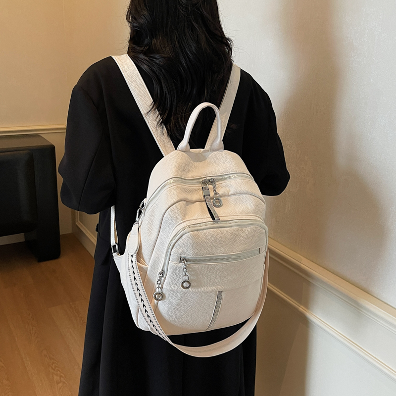 双肩包女2025新款时尚大学生学院风书包大容量复古背包多用旅行包