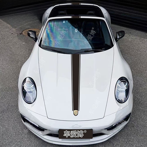 适用于保时捷911车贴拉花992Carrera Targa改装饰机盖侧裙贴纸991