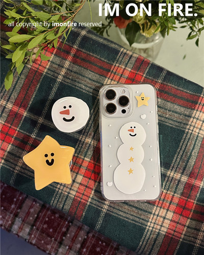 苹果ins卡通雪人星星透明软壳