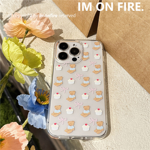 ins甜品蛋糕蝴蝶结小熊透明软壳