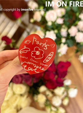 自制韩国ins法式复古文艺红色花朵爱心手机气囊支架小众卡通气质