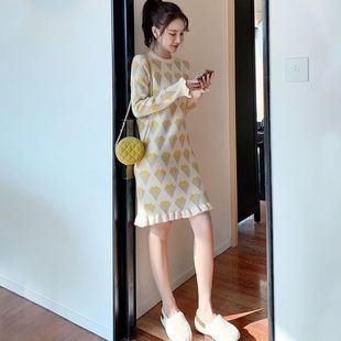 小个子2025新品 初恋裙复古超仙内搭毛衣裙针织鱼尾连衣裙秋冬 法式