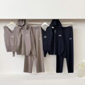 阔腿裤 马甲背心 针织三件套 休闲运动风简约气质连帽外套 秋冬新款