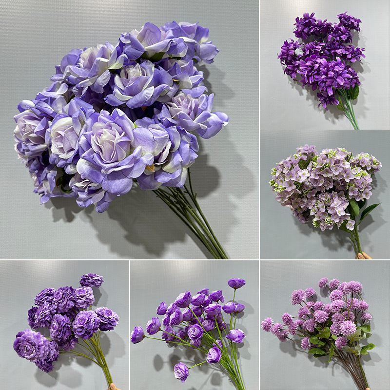 婚庆紫色系仿真花洋牡丹单只花材婚礼堂吊顶装饰假花背景路引插花