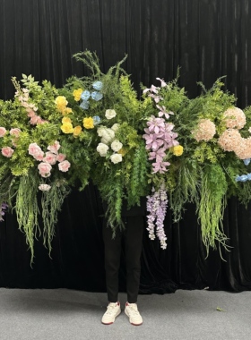 森系挂花仿真花路引假花花艺场景布置婚礼婚庆造景白色绿色装饰花