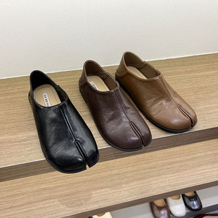 分趾鞋女真皮2025新款马蹄鞋韩版复古猪蹄鞋百搭平底单鞋潮一脚蹬