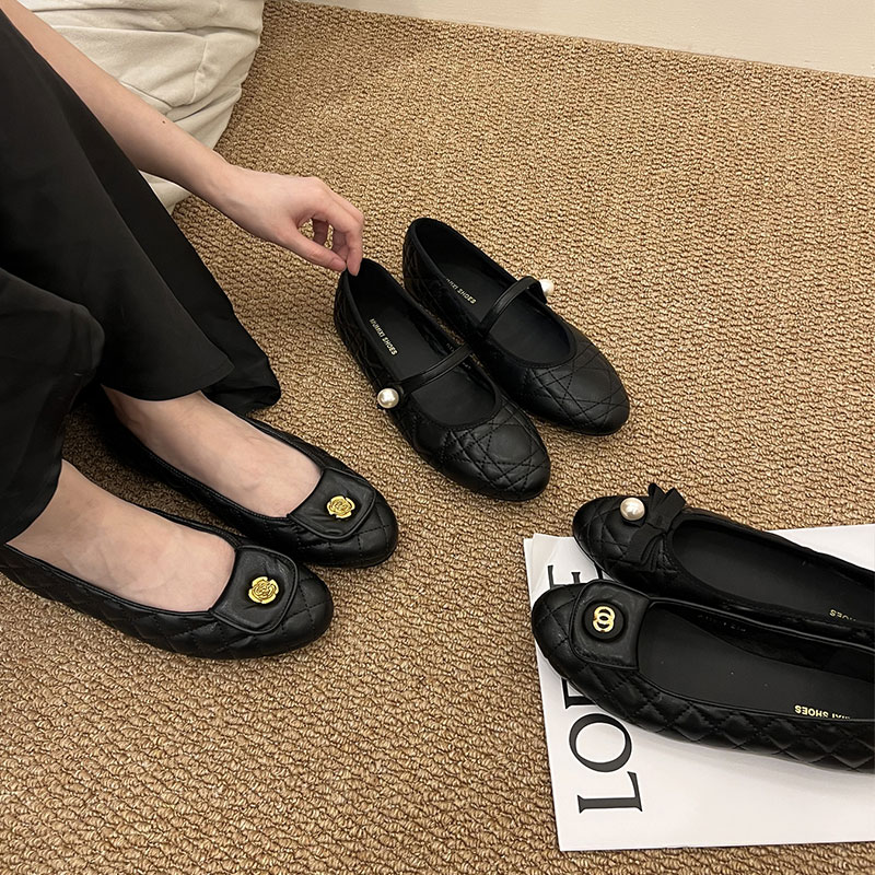 平底黑色法式小香风单鞋