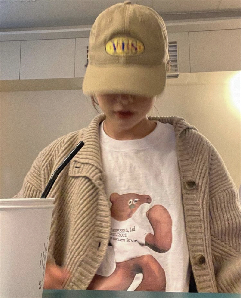 Korean teddy bear girl cute cartoon print short sleeve T-shirt spring and summer