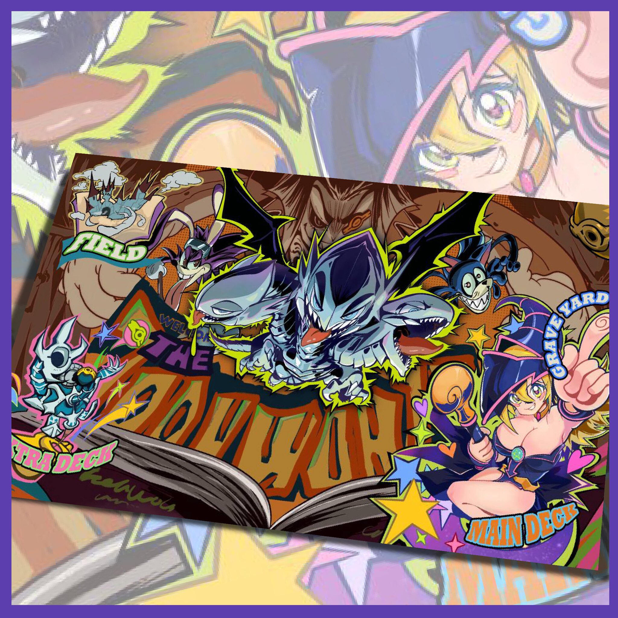 【黑猫子品牌-萤火】游戏王-卡垫-卡通世界 卡通黑魔女 白龙 垫子图片