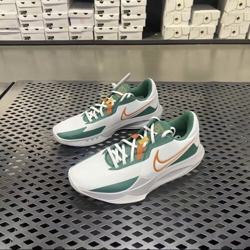 NIKE耐克 Precision 6 圆头系带 低帮篮球鞋 白绿橙 DD9535-103