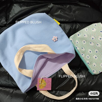 纯色定制小手提包浅粉原创