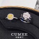 一款 两戴 简约时尚 CUMEE 夏日女戒 柠檬黄色人工黄钻戒指.银镀金