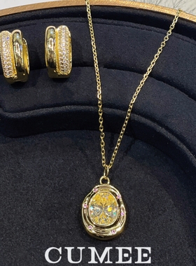 轻奢小耳扣银镀金黄色吊坠